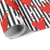 Red White Black Valentijn Hearts Wrapping Paper Cadeaupapier (Rol Hoek)