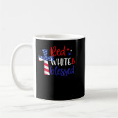 Red White Bless American Jesus Cross Christelijk 4 Koffiemok (Links)