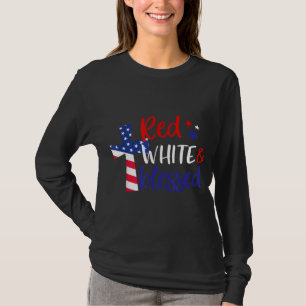 Red White Bless American Jesus Cross Christelijk 4 T-shirt