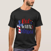 Red White Bless American Jesus Cross Christelijk 4 T-shirt (Voorkant)