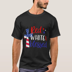 Red White Bless American Jesus Cross Christelijk 4 T-shirt