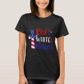 Red White Bless American Jesus Cross Christelijk 4 T-shirt (Voorkant)
