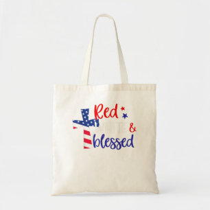 Red White Bless American Jesus Cross Christelijk 4 Tote Bag