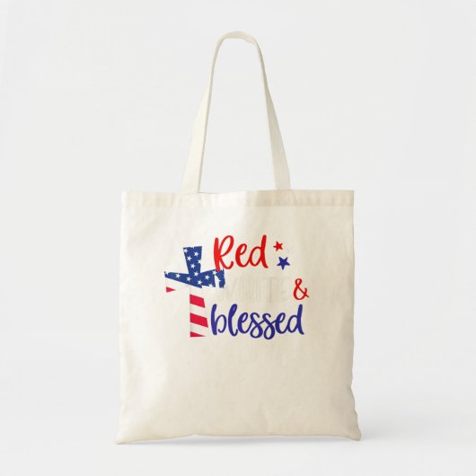 Red White Bless American Jesus Cross Christelijk 4 Tote Bag (Voorkant)