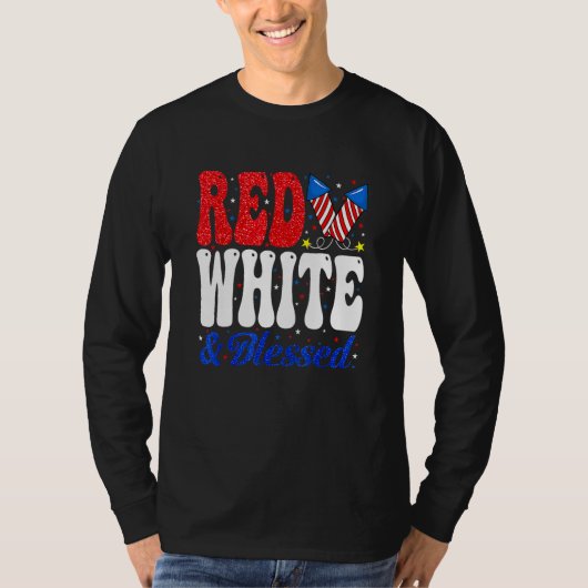 Red White Blessed Funny 4th Of July Patriotic Boys T-shirt (Voorkant)