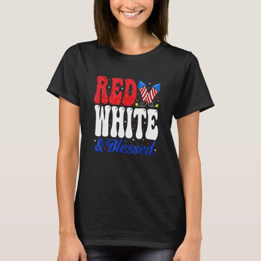 Red White Blessed Funny 4th Of July Patriotic Boys T-shirt (Voorkant)