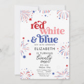 Red White & Blue 21st Birthday Kaart (Voorkant)