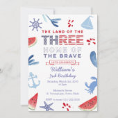 Red White Blue 3rd Birthday Shoreline Party Kaart (Voorkant)