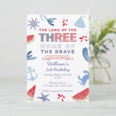 Red White Blue 3rd Birthday Shoreline Party Kaart (Staand voorkant)