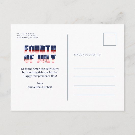 Red White Blue, 4 juli Fireworks Night Feestdagenkaart (Achterkant)