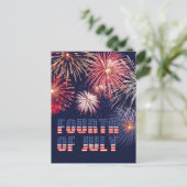 Red White Blue, 4 juli Fireworks Night Feestdagenkaart (Staand voorkant)