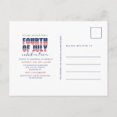Red White Blue, 4 juli vuurwerkpartij Uitnodiging Briefkaart (Achterkant)