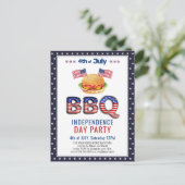 Red White Blue 4th of JULY BBQ Party Invitation Briefkaart (Staand voorkant)