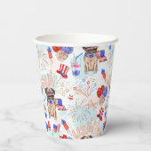 RED WHITE BLUE 4TH VAN JULY ITEMS MET PUG DOG PAPIEREN BEKERS (Achterkant)