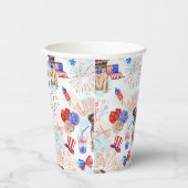 RED WHITE BLUE 4TH VAN JULY ITEMS MET PUG DOG PAPIEREN BEKERS (Rechts)