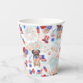 RED WHITE BLUE 4TH VAN JULY ITEMS MET PUG DOG PAPIEREN BEKERS (Voorkant)
