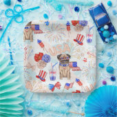 RED WHITE BLUE 4TH VAN JULY ITEMS PAPIEREN BORDJE (Feest)