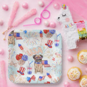 RED WHITE BLUE 4TH VAN JULY ITEMS PAPIEREN BORDJE (Feest)