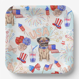 RED WHITE BLUE 4TH VAN JULY ITEMS PAPIEREN BORDJE