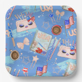RED WHITE BLUE 4TH VAN JULY ITEMS PAPIEREN BORDJE (Voorkant)