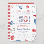 Red White Blue 50th Birthday Party Kaart<br><div class="desc">Cheers and Beers tot 50 jaar met deze Red White en Blue Birthday Party Uitnodigingen. De kleur zou het model bijzonder geschikt maken voor een evenement rond een nationale feestdag,  bijvoorbeeld op 4 juli,  of voor iedereen die graag de sterren en de strepen op het show houdt.</div>