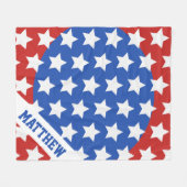 Red White Blue aangepaste naam met patriottische s Fleece Deken (Voorkant (Horizontaal))