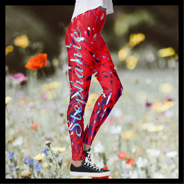 Red White Blue Abstract, persoonlijke naam Leggings