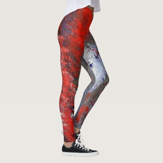 Red White Blue Abstracte Leggings (Rechts)