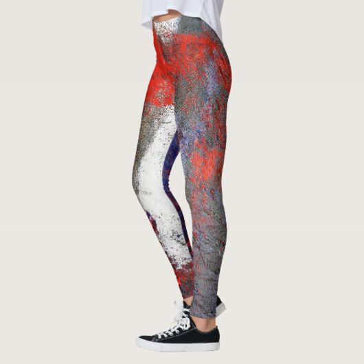 Red White Blue Abstracte Leggings (Links)