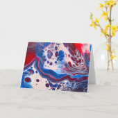 Red White Blue Acyrlic Fluid Art Kaart (Gele Bloem)