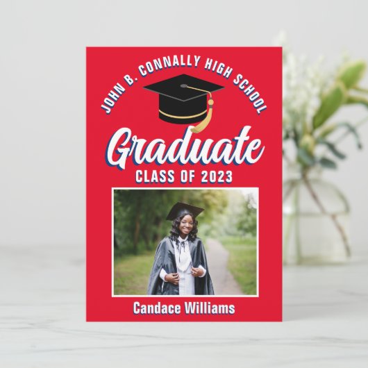 Red White Blue Afstuderen aangepast Afstuderen 202 Aankondiging (Staand voorkant)