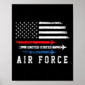 Red White Blue Air Force Flyover Prouted American Poster (Voorkant)