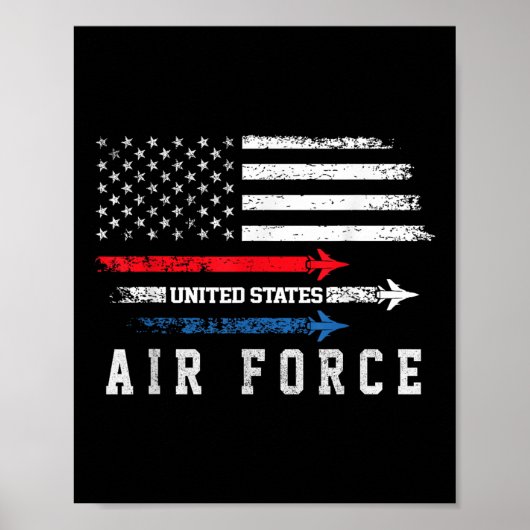 Red White Blue Air Force Flyover Prouted American Poster (Voorkant)