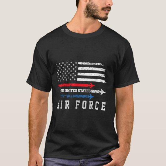 Red White Blue Air Force Flyover Prouted American T-shirt (Voorkant)