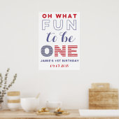 Red White Blue America 1st Birthday Welcome Sign Poster (Keuken)