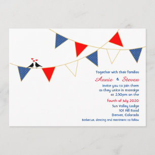Red White Blue America Bunting Wedding Uitnodiging
