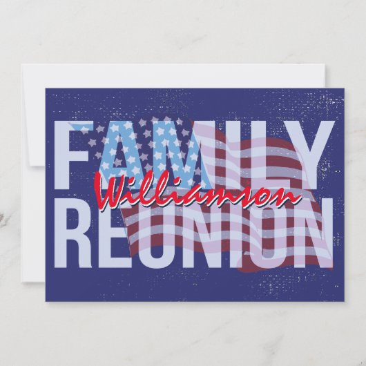Red White Blue American Flag Family Reunion Kaart (Voorkant)