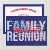 Red White Blue American Flag Family Reunion Kaart (Voorkant / Achterkant)