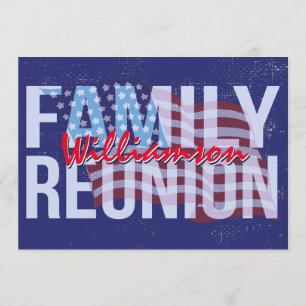 Red White Blue American Flag Family Reunion Kaart