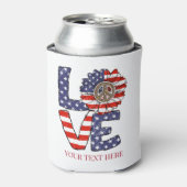 Red White Blue American Flag Love Peace Hippie Blikjeskoeler (Blikje Voorkant)