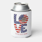 Red White Blue American Flag Love Peace Hippie Blikjeskoeler (Blikje Achterkant)