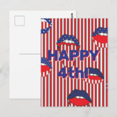 Red White Blue American Flag Mouth Briefkaart (Voorkant / Achterkant)