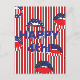 Red White Blue American Flag Mouth Briefkaart