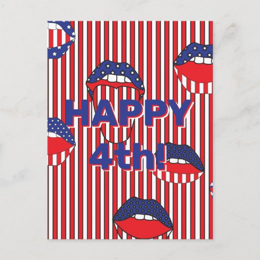 Red White Blue American Flag Mouth Briefkaart (Voorkant)