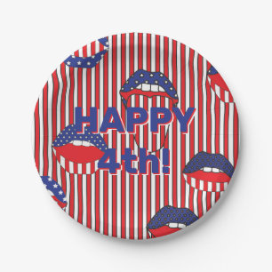 Red White Blue American Flag Mouth Papieren Bordje
