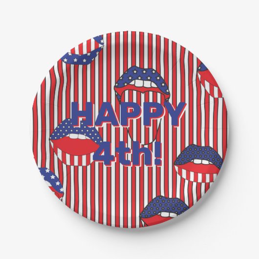 Red White Blue American Flag Mouth Papieren Bordje (Voorkant)