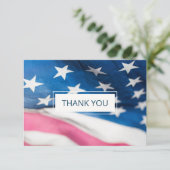 Red White Blue American Flag Patriotic Wedding Bedankkaart (Staand voorkant)