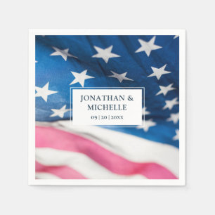 Red White Blue American Flag Patriotic Wedding Servet