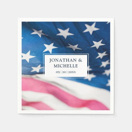Red White Blue American Flag Patriotic Wedding Servet (Voorkant)