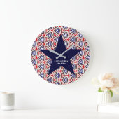 Red White Blue American Patriotic Modern Pattern Grote Klok (Huis)